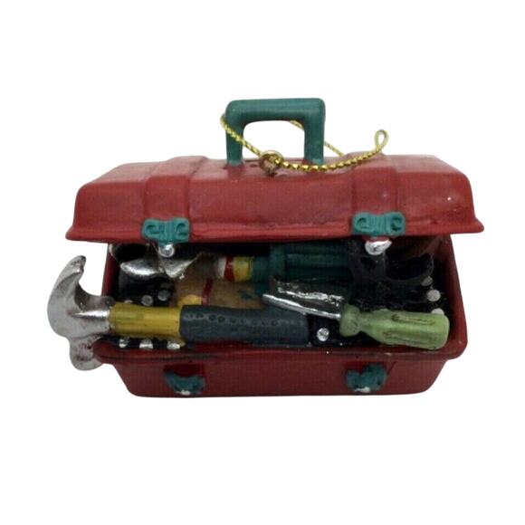Red Tool Box Christmas Tree Ornament Carpenter Builder Woodworker Handyman - Picture 6 of 6